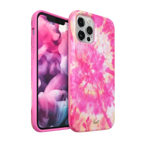 Laut Huex Tie Dye H&uuml;lle Kompatibel mit iPhone 12 und iPhone 12 Pro - Pink