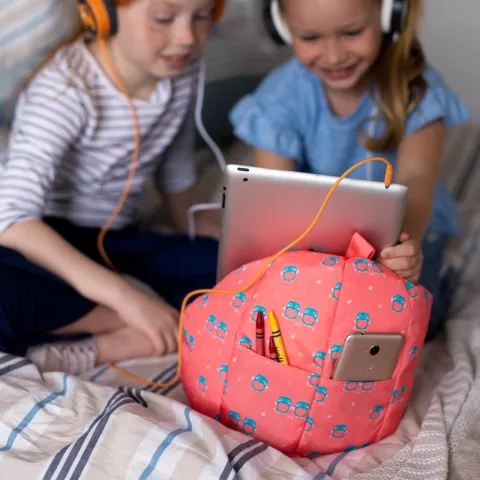 Planet Buddies Eule Tablet-Kissenst&auml;nder Sitzsack Kompatibel mit iPad-Halter - Pink
