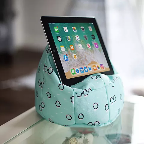 Planet Buddies Pinguin Tablet Kissenst&auml;nder Sitzsack iPad Halter - Hellblau