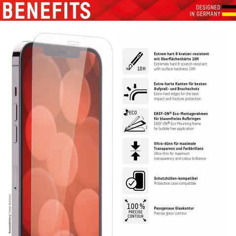 Displex Real Glass + Frame Displayschutz Kompatibel mit iPhone 6 6s 7 8 und SE 2020 SE 2022 - transparent