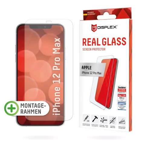 Displex Real Glass + Frame Displayschutzfolie Kompatibel mit iPhone 12 Pro Max - transparent