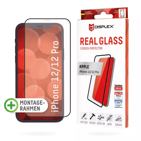 Displex Real Glass FC + Frame Displayschutzfolie Kompatibel mit iPhone 12 und iPhone 12 Pro - transparent