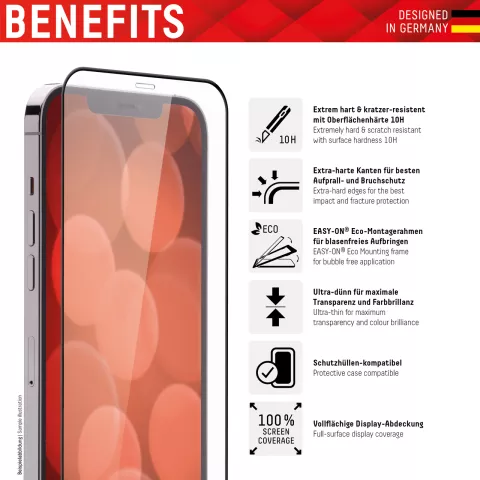Displex Real Glass FC + Frame Displayschutzfolie Kompatibel mit iPhone 12 und iPhone 12 Pro - transparent