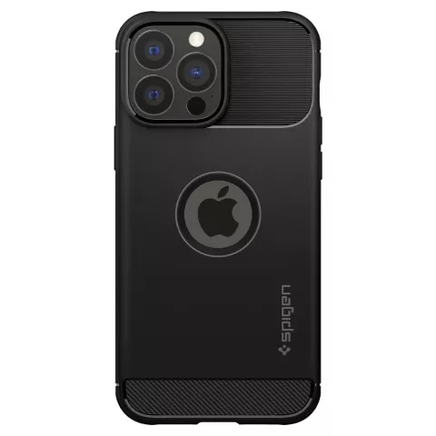 Spigen Rugged Armor TPU mit Air Cushion Carbonfaser-H&uuml;lle Kompatibel mit iPhone 13 Pro Max - Schwarz