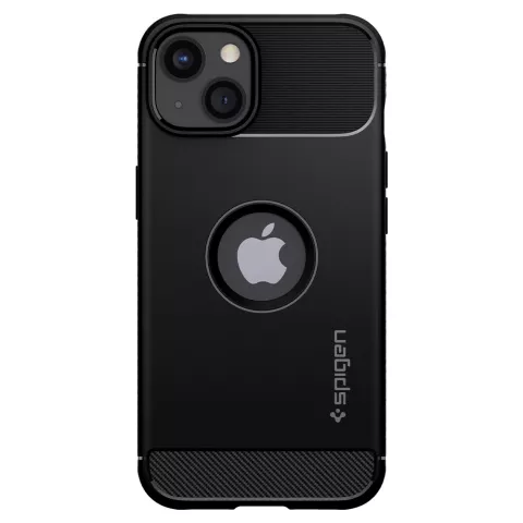 Spigen Rugged Armor TPU mit Air Cushion Carbonfaser-H&uuml;lle Kompatibel mit iPhone 13 - Schwarz
