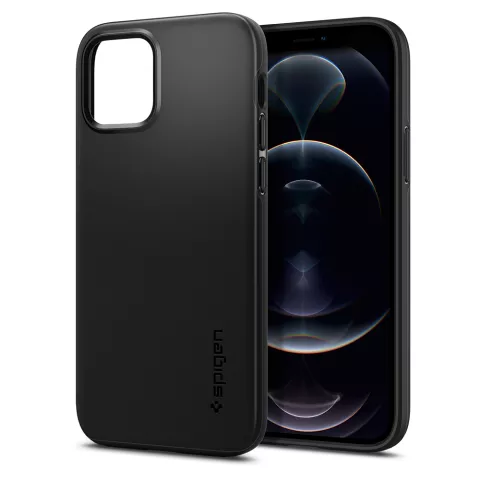 Spigen Thin Fit Thin Polycarbonat H&uuml;lle f&uuml;r iPhone 12 und iPhone 12 Pro - Schwarz