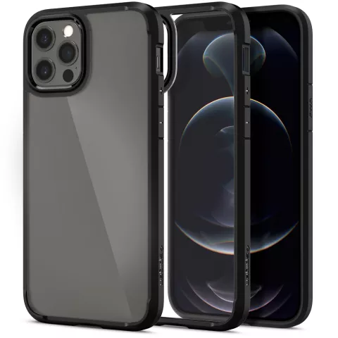Spigen Ultra Hybrid PU und TPU Air Cushion H&uuml;lle Kompatibel mit iPhone 12 und iPhone 12 Pro - Schwarz
