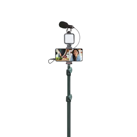 Xqisit Stativ 1,6 Meter Stativ Film Licht Mikrofon Aufnahmezubeh&ouml;r Social Media Paket - Schwarz