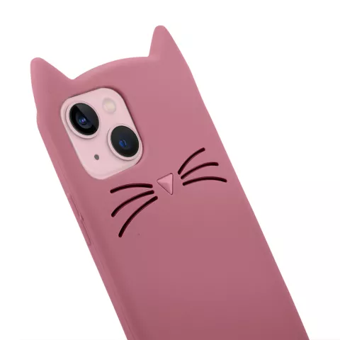 S&uuml;sse Katze Silikon S&uuml;sse Schnurrhaare und eine Katzennase H&uuml;lle f&uuml;r iPhone 13 - Pink