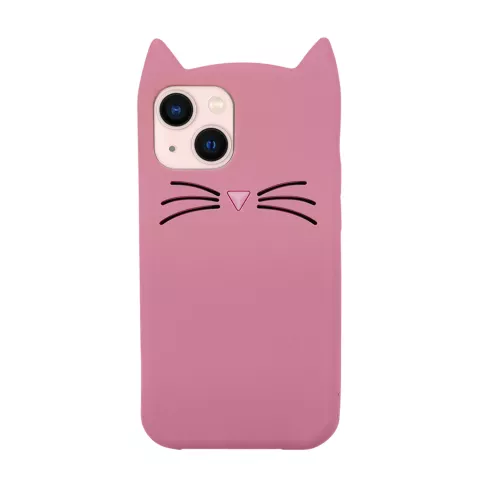 S&uuml;sse Katze Silikon S&uuml;sse Schnurrhaare und eine Katzennase H&uuml;lle f&uuml;r iPhone 13 - Pink