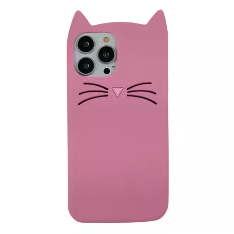 S&uuml;sse Katze Silikon S&uuml;sse Schnurrhaare und eine Katzennase H&uuml;lle f&uuml;r iPhone 13 Pro - Pink