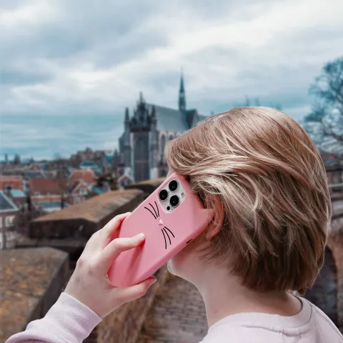 S&uuml;sse Katze Silikon S&uuml;sse Schnurrhaare und eine Katzennase H&uuml;lle f&uuml;r iPhone 13 Pro - Pink