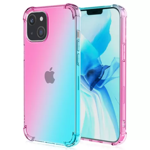 TPU-H&uuml;lle mit Farbverlauf f&uuml;r iPhone 14 - Pink und Gr&uuml;n