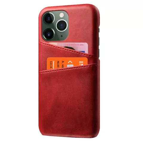 Duo Cardslot Wallet Kunstlederh&uuml;lle f&uuml;r iPhone 12 Pro Max - rot