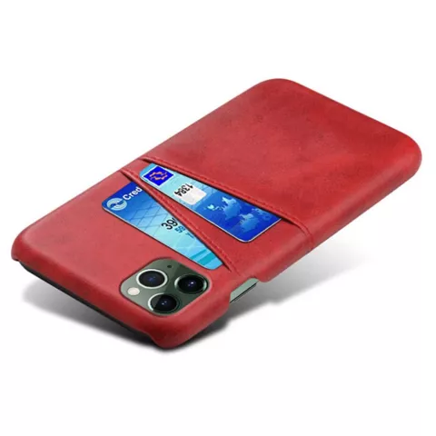 Duo Cardslot Wallet Kunstlederh&uuml;lle f&uuml;r iPhone 12 Pro Max - rot