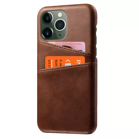 Duo Cardslot Wallet Kunstlederh&uuml;lle f&uuml;r iPhone 12 Pro Max - braun