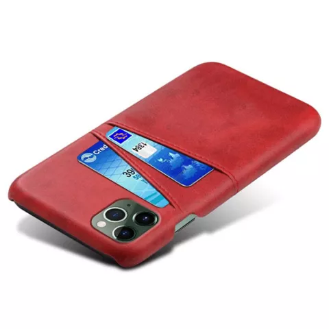 Duo Cardslot Wallet Kunstlederh&uuml;lle f&uuml;r iPhone 14 - rot