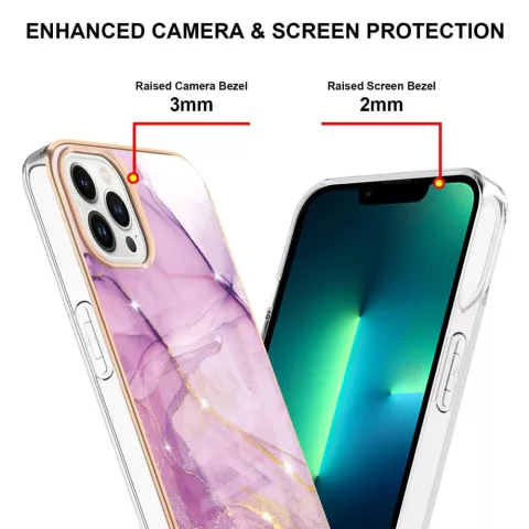 Marble Stone TPU H&uuml;lle f&uuml;r iPhone 14 Pro - lila