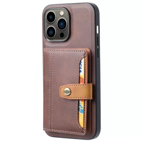 Card Wallet Kunstlederh&uuml;lle f&uuml;r iPhone 14 Pro - braun