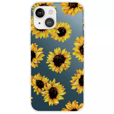 Sunflower TPU H&uuml;lle mit Sonnenblumen f&uuml;r iPhone 14 Plus - transparent und gelb