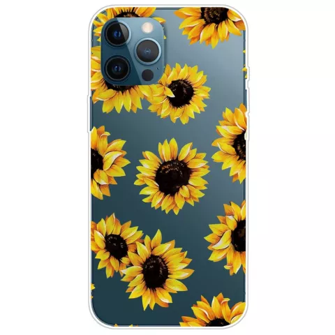 Sunflower TPU H&uuml;lle mit Sonnenblumen f&uuml;r iPhone 14 Pro Max - transparent und gelb