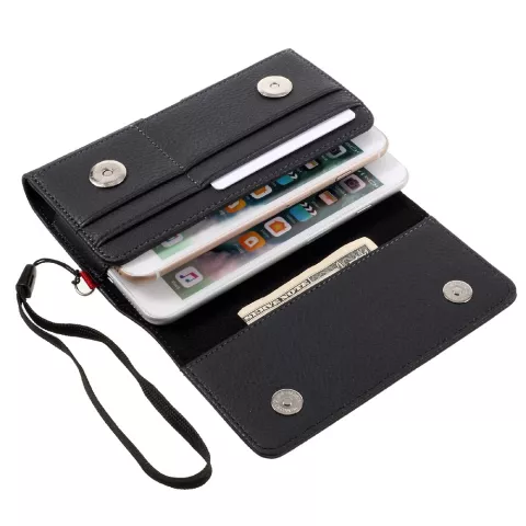 Universal-Etui f&uuml;r 2 Handys, Geld und Karten mit G&uuml;rtelclip-Halter - Schwarz