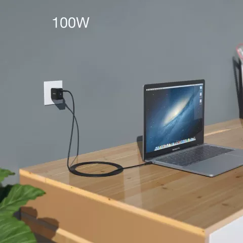 Choetech 100W USB-C Kabel 2M PD 4K 10Gbps Schnellladung Schnellladung Power Delivery - Schwarz