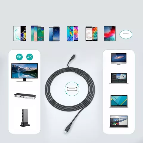 Choetech 100W USB-C Kabel 2M PD 4K 10Gbps Schnellladung Schnellladung Power Delivery - Schwarz