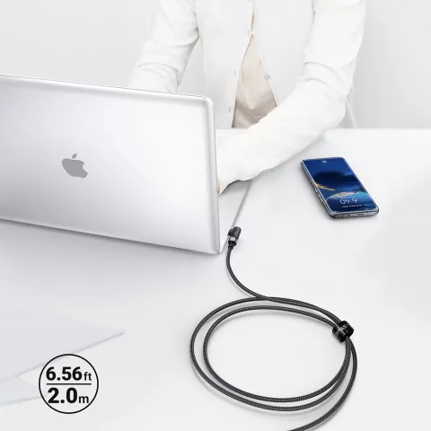 Acefast USB-C Laptop-Ladekabel 100 W PD 2 Meter mit rechtem Winkel - Schwarz