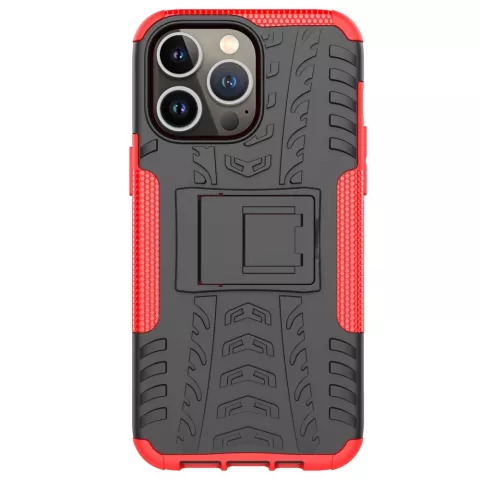Stossfester St&auml;nder aus rutschfestem Kunststoff und TPU f&uuml;r iPhone 14 Pro - rot