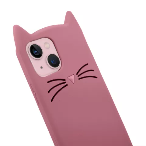 S&uuml;sse Katze Silikonh&uuml;lle f&uuml;r iPhone 14 - pink