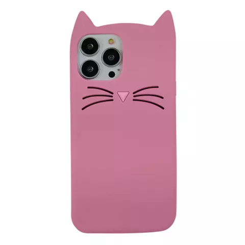 S&uuml;sse Katze Silikonh&uuml;lle f&uuml;r iPhone 14 Pro - pink