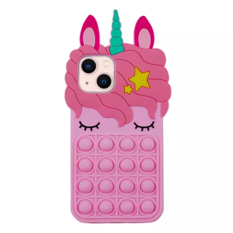Unicorn Pop Fidget Bubble Silikonh&uuml;lle f&uuml;r iPhone 14 Plus - Pink