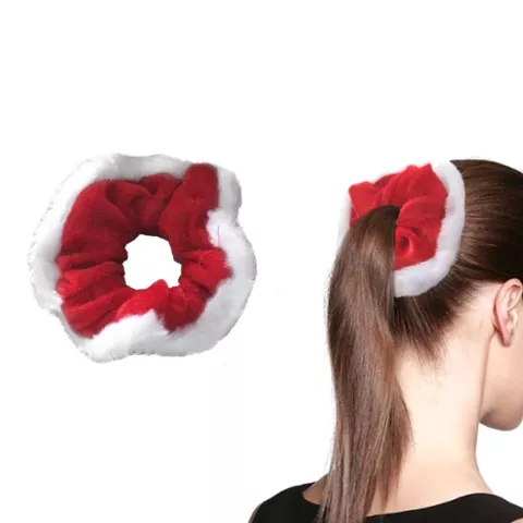 Weihnachts-Scrunchie Elastisches Weihnachtshaarband Haarschmuck Armband - Rot und Weiss