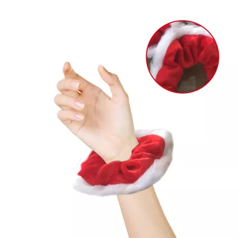 Weihnachts-Scrunchie Elastisches Weihnachtshaarband Haarschmuck Armband - Rot und Weiss