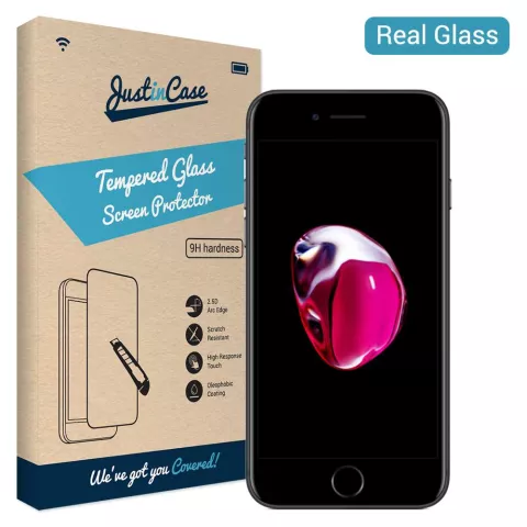 Just in Case Tempered Glass f&uuml;r iPhone 7, 8, SE 2020 und SE 2022 - geh&auml;rtetes Glas