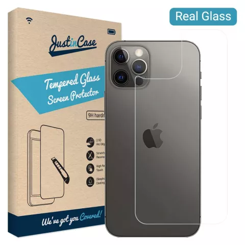 Just in Case Back Cover Tempered Glass f&uuml;r iPhone 12 und iPhone 12 Pro - geh&auml;rtetes Glas