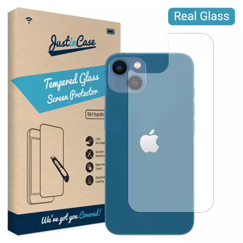 Just in Case Back Cover Tempered Glass Kompatibel mit iPhone 14 - geh&auml;rtetes Glas