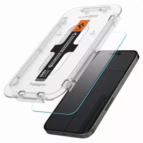 Spigen Glas mit Montagerahmen EZ FIT 2 Pack Kompatibel mit iPhone 14 Pro - geh&auml;rtetes Glas