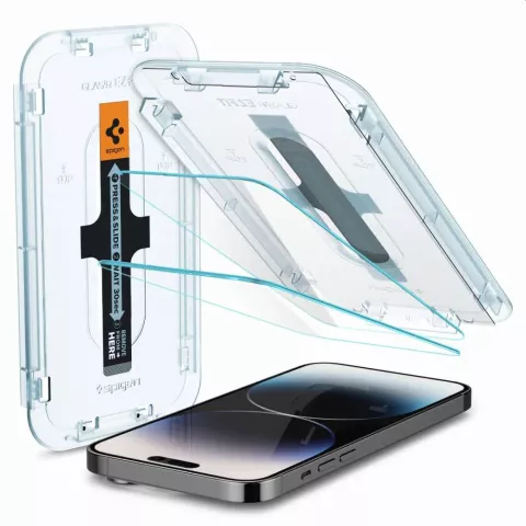 Spigen Glas mit Montagerahmen EZ FIT 2 Pack f&uuml;r iPhone 14 Pro Max - geh&auml;rtetes Glas