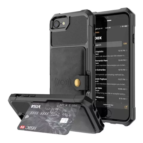 Just in Case Magnetischer Kartenhalter Case H&uuml;lle f&uuml;r iPhone 6 6s 7 8 SE 2020 und SE 2022 - Schwarz