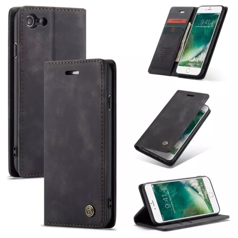 Caseme Retro Wallet Case H&uuml;lle f&uuml;r iPhone 7, 8, SE 2020 und SE 2022 - schwarz