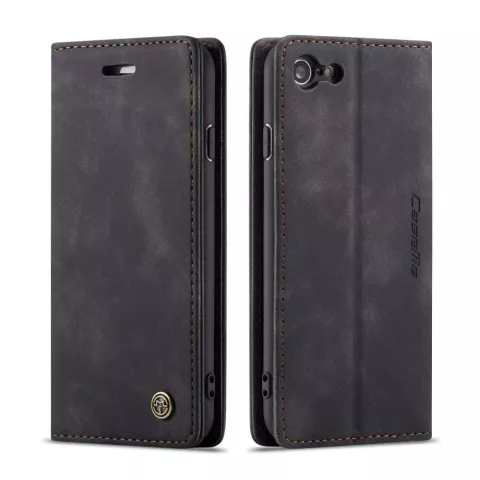 Caseme Retro Wallet Case H&uuml;lle f&uuml;r iPhone 7, 8, SE 2020 und SE 2022 - schwarz