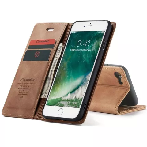 Caseme Retro Wallet Case H&uuml;lle f&uuml;r iPhone 7, 8, SE 2020 und SE 2022 - braun