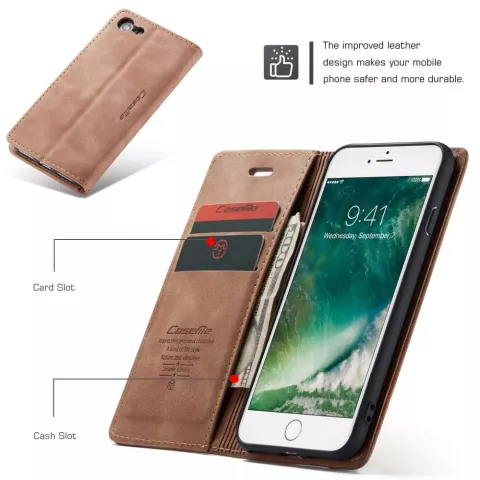 Caseme Retro Wallet Case H&uuml;lle f&uuml;r iPhone 7, 8, SE 2020 und SE 2022 - braun