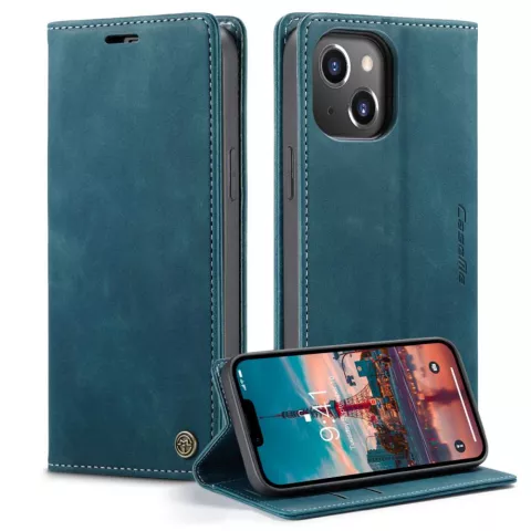 Caseme Retro Wallet Case H&uuml;lle f&uuml;r iPhone 14 - blau
