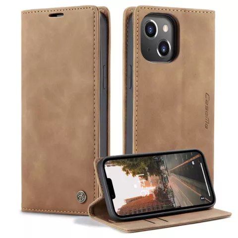 Caseme Retro Wallet Case Kompatibel mit iPhone 14 - braun
