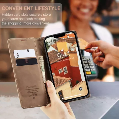 Caseme Retro Wallet Case Kompatibel mit iPhone 14 - braun