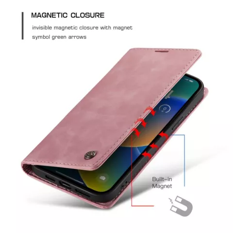 Caseme Retro Wallet Case H&uuml;lle f&uuml;r iPhone 14 - rosa