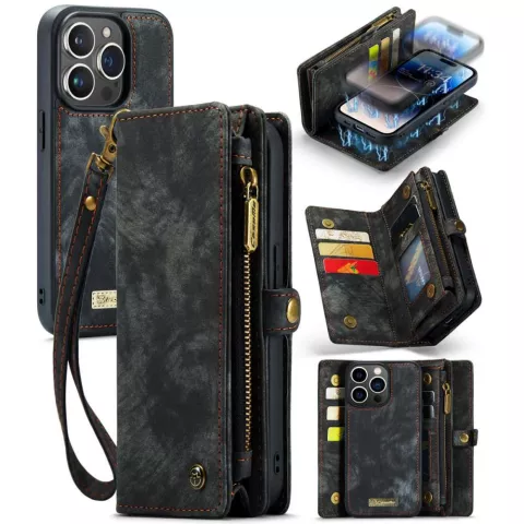 Caseme Vintage Wallet Case f&uuml;r iPhone 14 Pro - schwarz